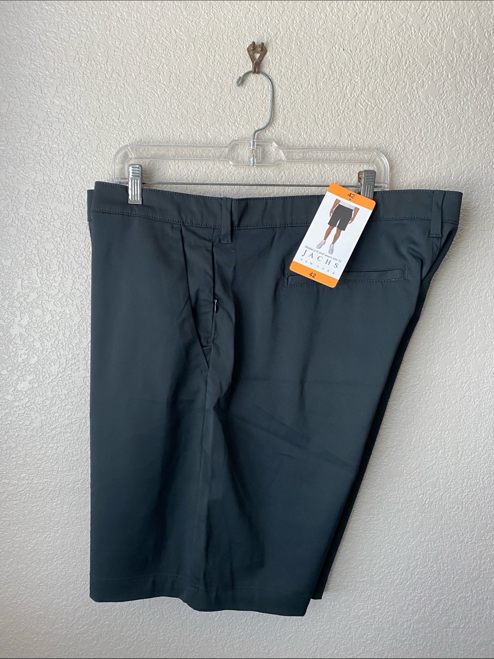 Jachs New York Performance Short Black Chinos Stretch Zipper Pocket Mens Size 42